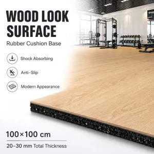 Decorative Rubber Flooring with Wood Look Surface for Gym and Studio Projects