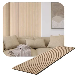 Decorative and Sound Proofing Akupanel Natural Oak Veneer MDF Slat Acoustic Wood Wall Panel with Black or White Felt Background