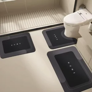 Diatomaceous Earth Bathroom Mat Set Three-piece Bathroom Mat U-shaped Toilet Seat Quick-drying Non-slip Absorbent Mat