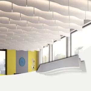 Direct Acoustic Baffle Hanging Ceiling Panel Ceiling Fiberglass Panels Fibre Panel Fireproof Class A2 Vertical Suspension