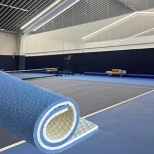 Direct Sales Plastic PVC Eco Friendly Easy Clean Maintain Tennis Mat 1.8M X 15M Wooden Litchi Gridding Texture for Indoor Sports