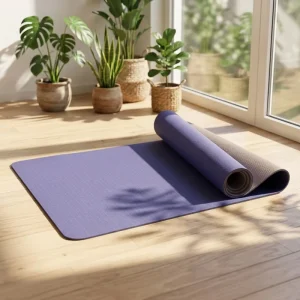 Double-Foldable TPE Yoga Mat, 6 mm, Non-Slip, Portable Travel Mat for Home, Studio and Outdoor Exercise