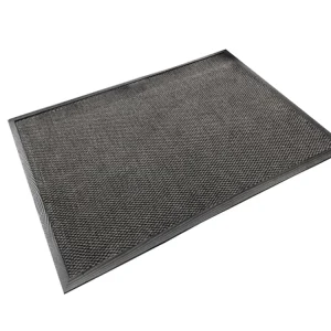 Double Ribbed Striped PVC Entrance Floor Mat Black Red Grey Blue Washable Polyester Door Mat