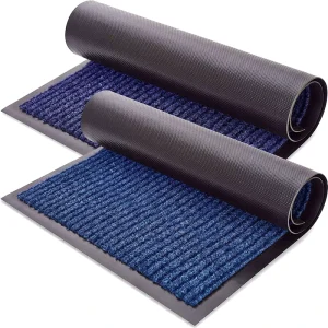 Double Ribs Floor Mat Non-woven Polyester Surface With Anti-slip PVC Backing Entrance Doormat Striped Design