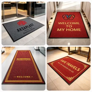 Double-Striped Handmade Modern Waterproof Floor Mat for Home Office and Outdoor Use