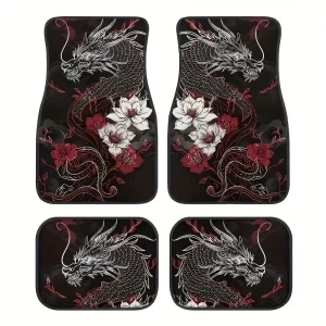 Dragon Pattern Car Floor Mats 4PCS Durable Universal Fit All-Season Non-Slip Anti-Dirt Auto Accessory for Cars SUVs Trucks