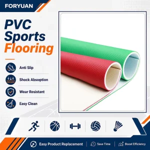 Durable Anti Slip PVC Indoor Sports Flooring Shock Absorbing Surface for Gym Basketball Court Projects