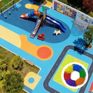 Durable EPDM Rubber Granules SBR Elastic Layer UV-resistant Eco-Friendly Shock Absorption Anti-Slip Surface Floor for
