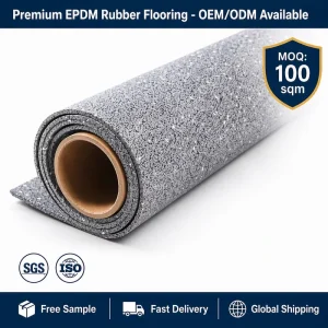 Durable EPDM Rubber Gym Flooring Roll Grey Speckled Design Shock Absorbent Anti Fatigue Mat for Fitness Center Weight Room
