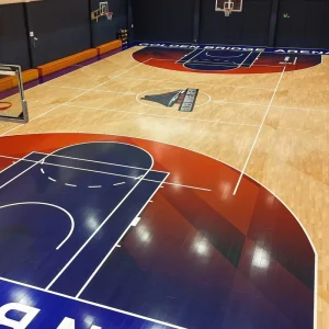 Durable Indoor Solid Wood Basketball Court Eco Friendly Shock Absorption Permanent Solution Sports Flooring School Merry