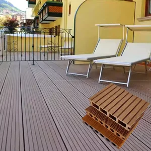 Durable Outdoor Waterproof WPC Deck Floor Covering 138x23mm Marine Teak Design Eco Friendly Anti Slip for Warehouse Exterior Use