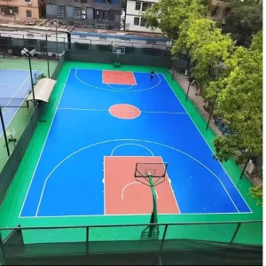 Durable PU Silicone Indoor Court Flooring for Volleyball Badminton Basketball Tennis 8mm Thick Fireproof High Density