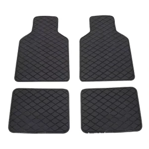 Durable Waterproof 5D Leather Noodle Car Floor Mats Set Custom Sizes with Quilted Embroidered Design Leather Car Mats