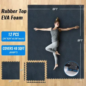 EPDM/EVA Composite Rubber Floor Mats and Interlocking Tiles Non-Slip Shock-Absorbing Gym Sports Flooring