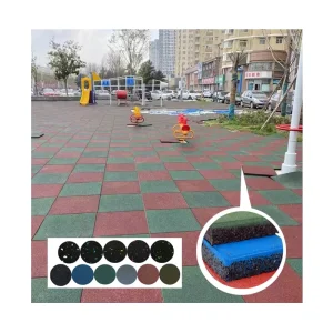 EPDM Outdoor Kindergarten Shock-Absorbing Black and Red Rubber Gym Floor Tiles Mats