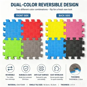 EVA Foam Interlocking Kids Play Mat Baby Crawling Floor Mat Soft Non Slip Exercise Gym Flooring for Nursery Home Playroom