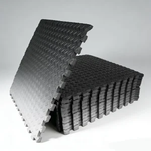 EVA Interlocking Cushioned Non-Slip Foam Floor Tiles for Home Gym and Kids’ Play Areas Black 12 Pack (24x24x3/4 Inch, 48 SQ FT)