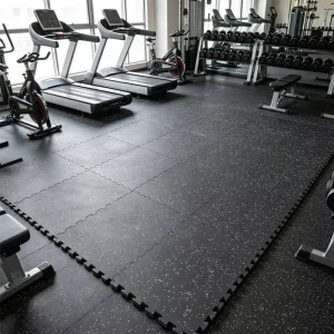 EVA Rubber Composite Interlocking Gym Mat Shock Absorbing Noise Reduction Heavy Duty Puzzle Floor Tiles for Fitness Room