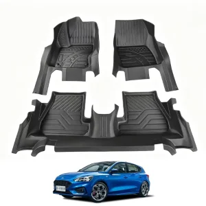 Easy Clean Waterproof TPE 3mm Thick Black All Seasons Car Floor Mats Full Coverage Door Sill Anti Slip Fit for Focus