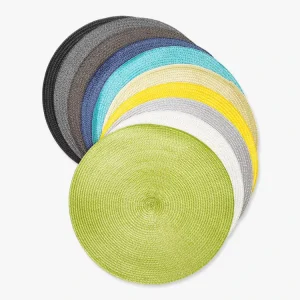 Eco-Friendly Black Heat Resistant Round Woven PP Placemats Table Mats Pad for Dining Table Decor