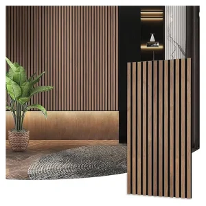 Eco Friendly High Density MDF Wooden Slat Acoustical Paneling for Home Studio Entryway 3D Model Design Capability Living Room