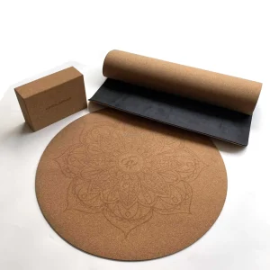 Eco-Friendly Natural Rubber and Cork Yoga Set with Yoga Mat Blocks Meditation Mat Anti-Slip 5mm Extra Thick