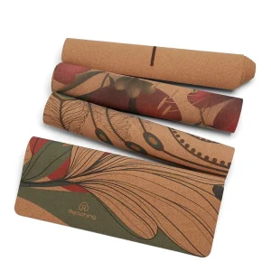 Eco-Friendly Organic Cork and Natural Rubber Yoga Mat with Custom Pattern
