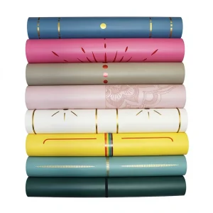 Eco-Friendly PU 4mm Soft Anti-Slip Custom Printed Yoga Mat with Golden Design