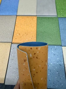 Eco Friendly PVC Vinyl Flooring Roll Durable Easy Install Waterproof for Kitchen Gym Exterior Hospital Use Graphic Design