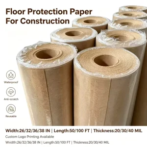 Eco-Friendly Renewable Kraft Paperboard Roll Floor Surface Protective Paper for House Decoration Construction Renovation