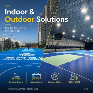 Eco-Friendly Wet Pour Acrylic Topcoat Hard Floor Shock Absorption Anti-Slip Surface for Pickleball Basketball Courts