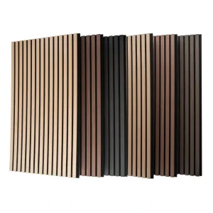 Eco Proof Acoustic Wood Wall Panel 2400 X 600mm Wood and PET Acoustic Slat Wall Panels for Stadium