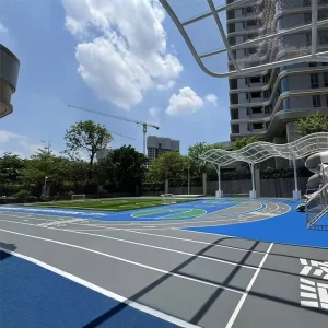 Eco-friendly Silicon PU Indoor/Outdoor Basketball/Pickleball/Badminton Court Flooring Shock Absorption