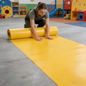 Eco friendly Solid Color PVC Vinyl Flooring Roll Waterproof Anti slip for Supermarket Warehouse Kindergarten Food Factory