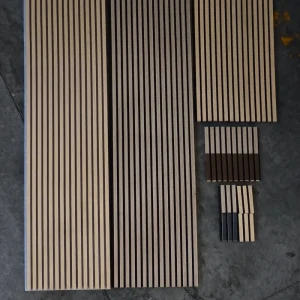 Eco-friendly Wood Slat Acoustic Panel Veneer MDF Polyester Fiber Soundproof Board Akupanel for Living Room Wall Decoration