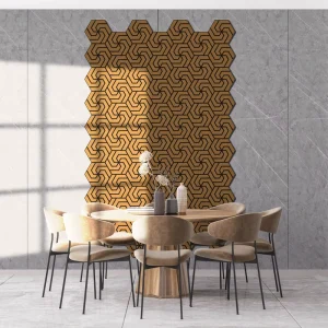 Eco friendly Wooden Acoustic Panel Soundproof Hexagon Polyester Fringe Acoustic Panel