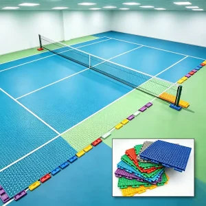 Elastic Interlocking Plastic Badminton Floor Tiles with Shock Absorption for Outdoor Sports Grounds