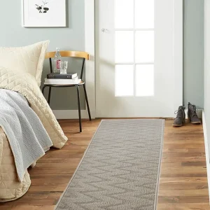 Embossed Brown Trellis Woven Floor Mat, 40 x 240cm, Washable, for Hotel, Kitchen, and Hallway