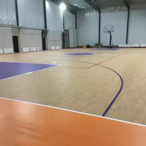 Enlio High Quality PVC Sports Floor with Wood Grain Surface Anti slip Hot Selling for Basketball Court