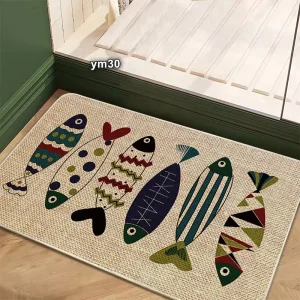Entrance Door Mat Linen Jute Non-slip Eco-Friendly Floor Rugs Modern Rubber Backing Bedroom Bedside Carpet