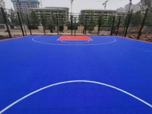 Environment Friendly Indoor Outdoor Basketball Court Floor PVC Assembly Interlock Sport Tiles Anti Slip Custom Graphic Design