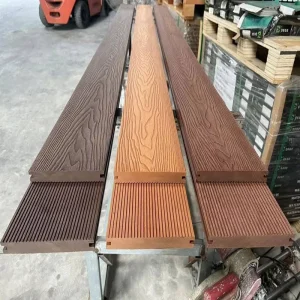 European Co-Extrusion Waterproof WPC Hollow Decking Composite Decking Outdoor Brushed Wood Grain