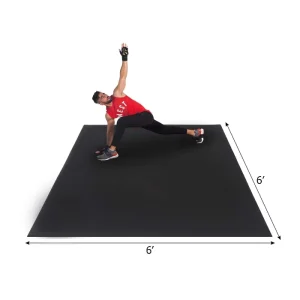 Exercise Mat 6 X 6 Feet (72″x72″) Heavy Duty Cardio Mat for Home Workouts Gym Black