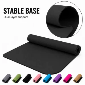 Exercise Mat PU Rectangle Rubber Yoga Mat for Ergonomic Floor Training Stable Grip Pilates Stretch and Studio Fitness Use