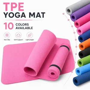 Extra-Thick Rectangular TPE Yoga Mat with Carrying Strap