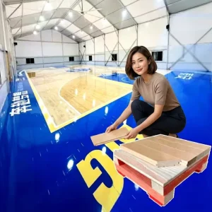 FH FH 22S Basketball Court Sports Flooring Red Maple Solid Wood Interlocking Floor Tiles 22mm Thick Eco Friendly Shock Absorbing