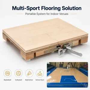Interlocking Hardwood Basketball Flooring for School Gyms and Multi-Sport Halls with Acoustic Properties