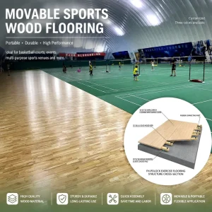 FH Maple Sports Wood Interlocking Floor Tiles Shock Absorption Anti Slip Surface Training Adjustable Gym Hockey Sports Flooring