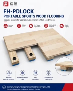 FH-PDLOCK Interlocking Basketball Court Flooring FIBA Approved Maple Wood Mobile Court Tiles 22mm