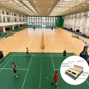 FIBA Approved 22mm Maple Solid Wood Double Ribbed Shock Absorption Professional Arena Stadium Indoor Basketball Court Floor FH